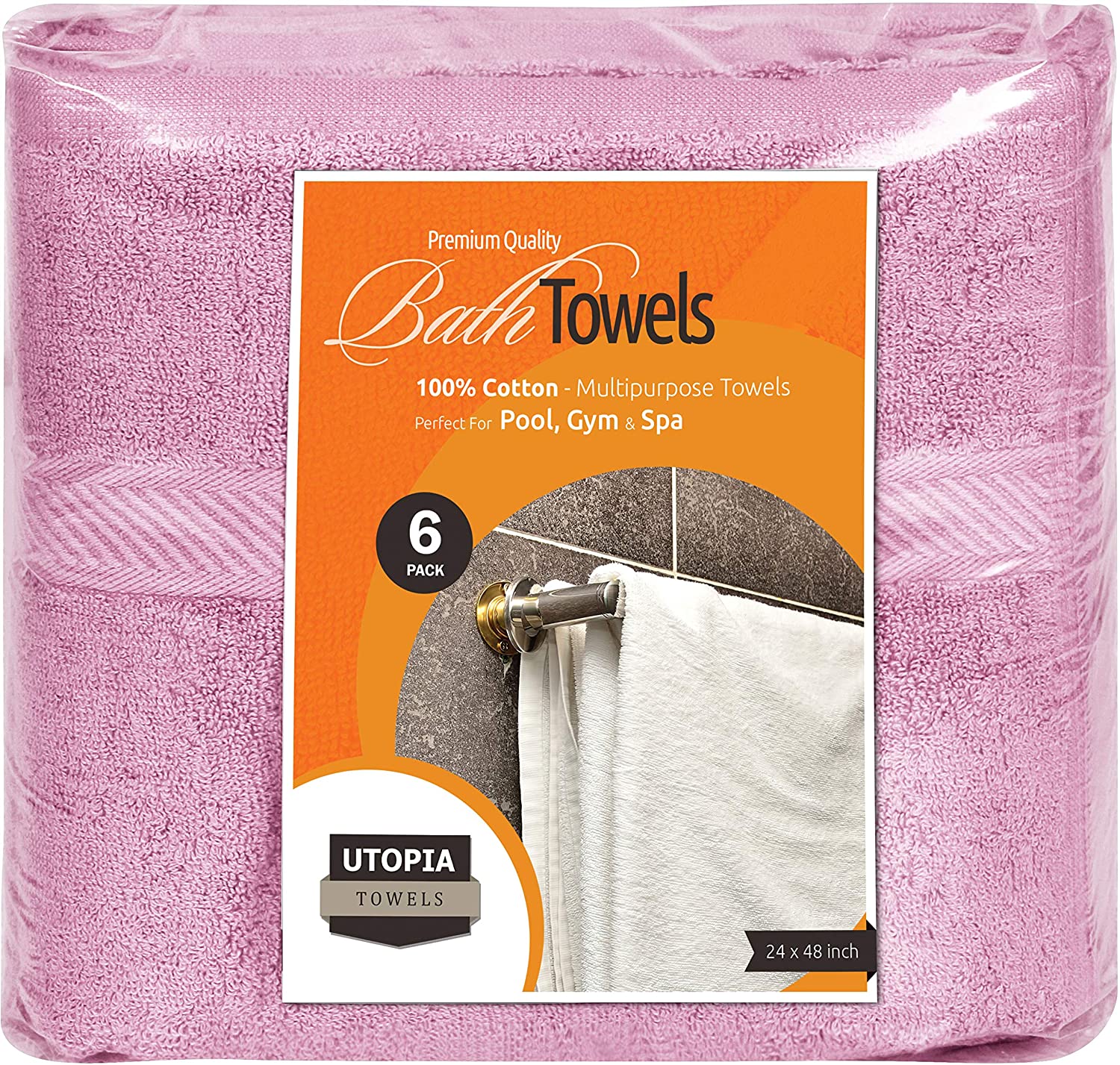Utopia Towels Cotton Bath Towels - 24x48, White, Pack of 6 for