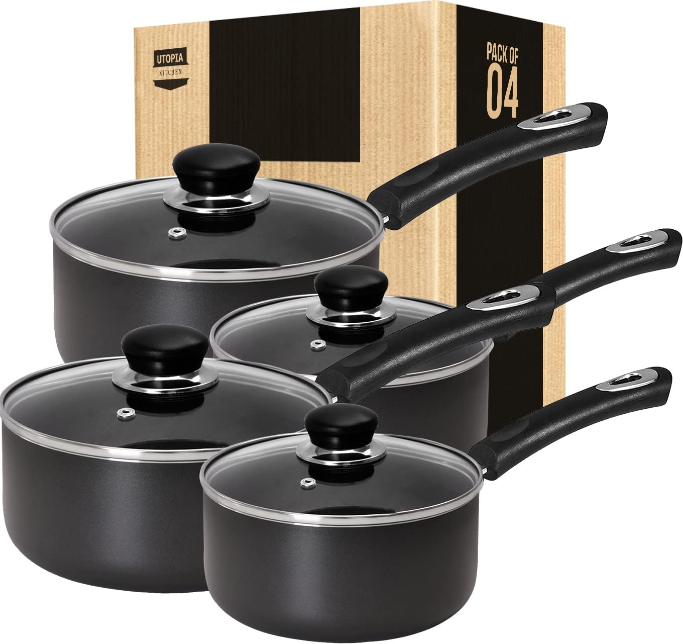 Utopia Kitchen Nonstick Saucepan Set with Lid - 1 Quart and 2 Quart Kitchen  Non Stick Cooking Pot Set - AliExpress