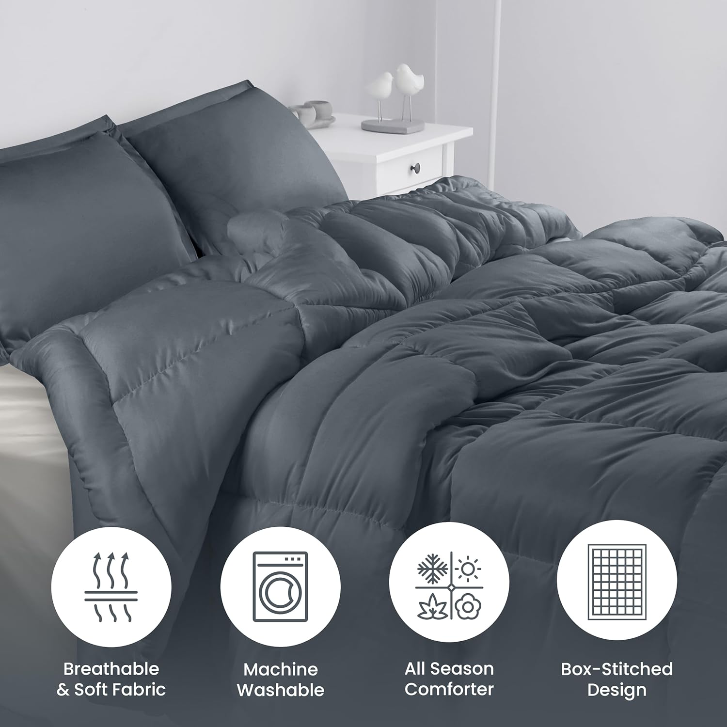 Utopia Bedding Queen Comforter Set (Grey) with 2 Pillow Shams - Bedding  Comforter Sets - Down Alternative Comforter - Soft and Comfortable -  Machine