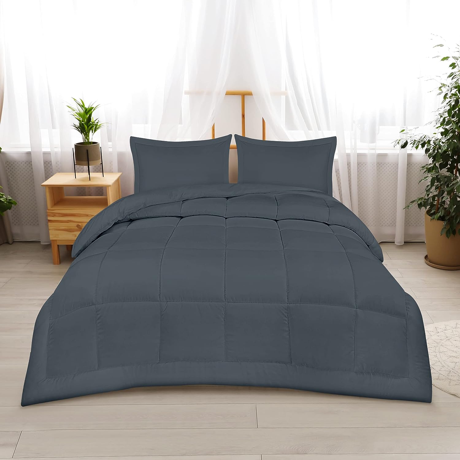 Utopia Bedding Printed Comforter Set (Queen, Grey) with 2 Pillow