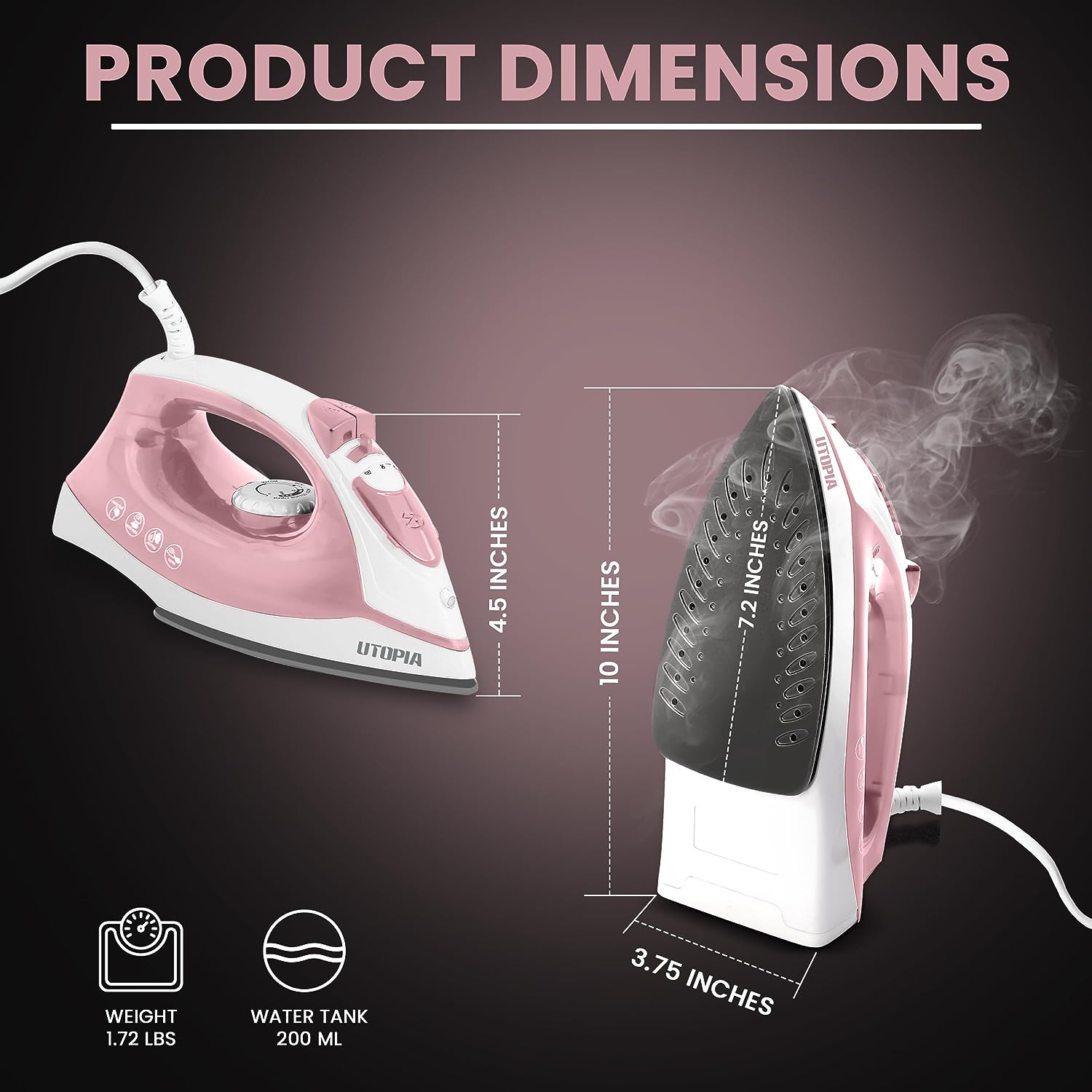 Non-Stick Soleplate Steam Iron By Utopia Home – Utopia Deals