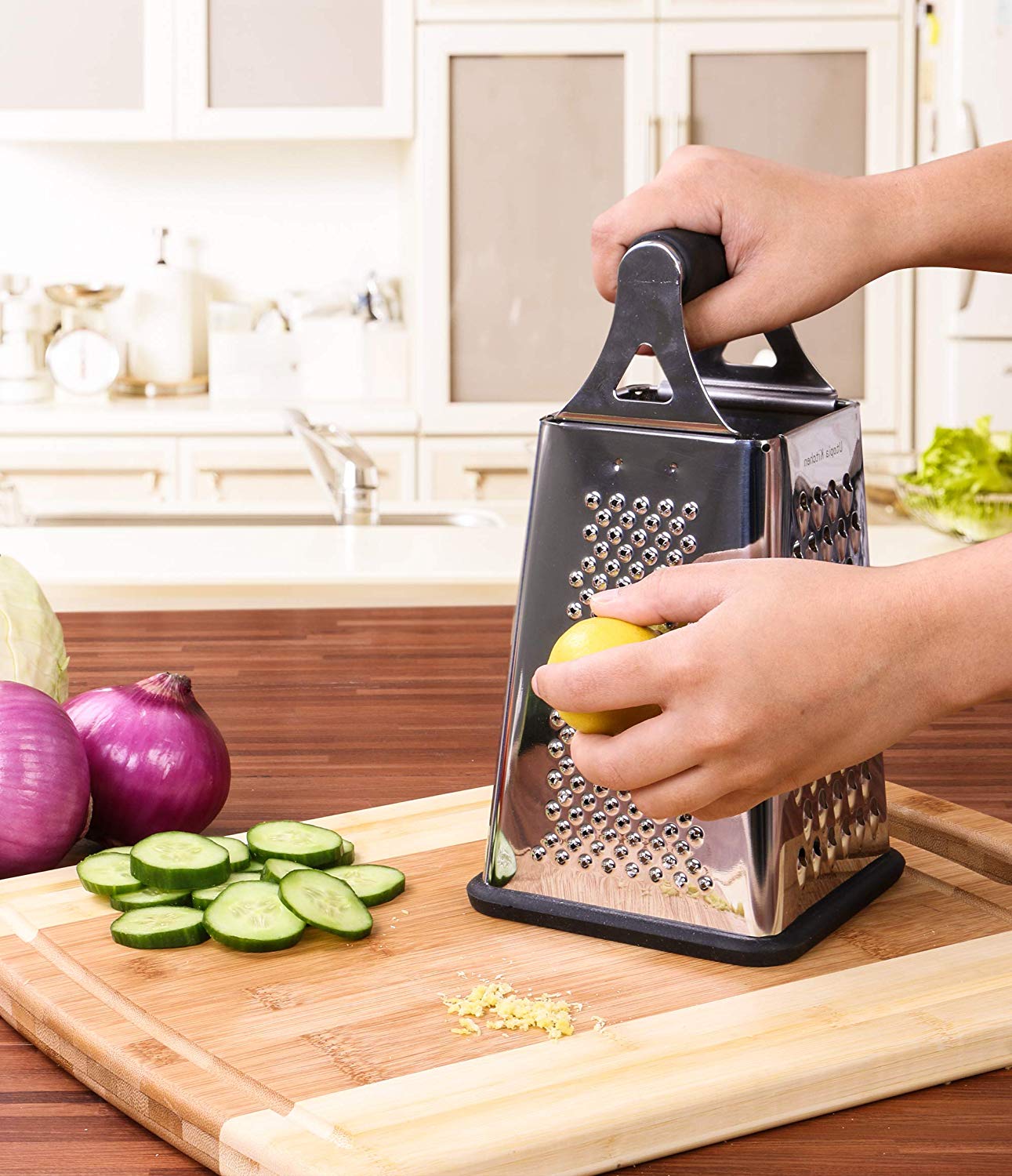 Stainless Steel Cheese Grater with Natural Wood Handle for Parmesan Cheese  Lemon, Ginger, Cheese, Nutmeg, Potato, Chocolate and Garlic Small