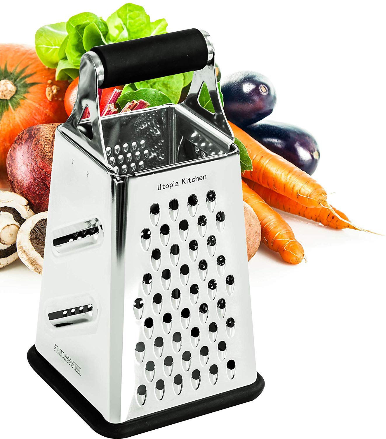 Cheese Grater 6 Sided Cheese Shredder Stainless Steel Utopia