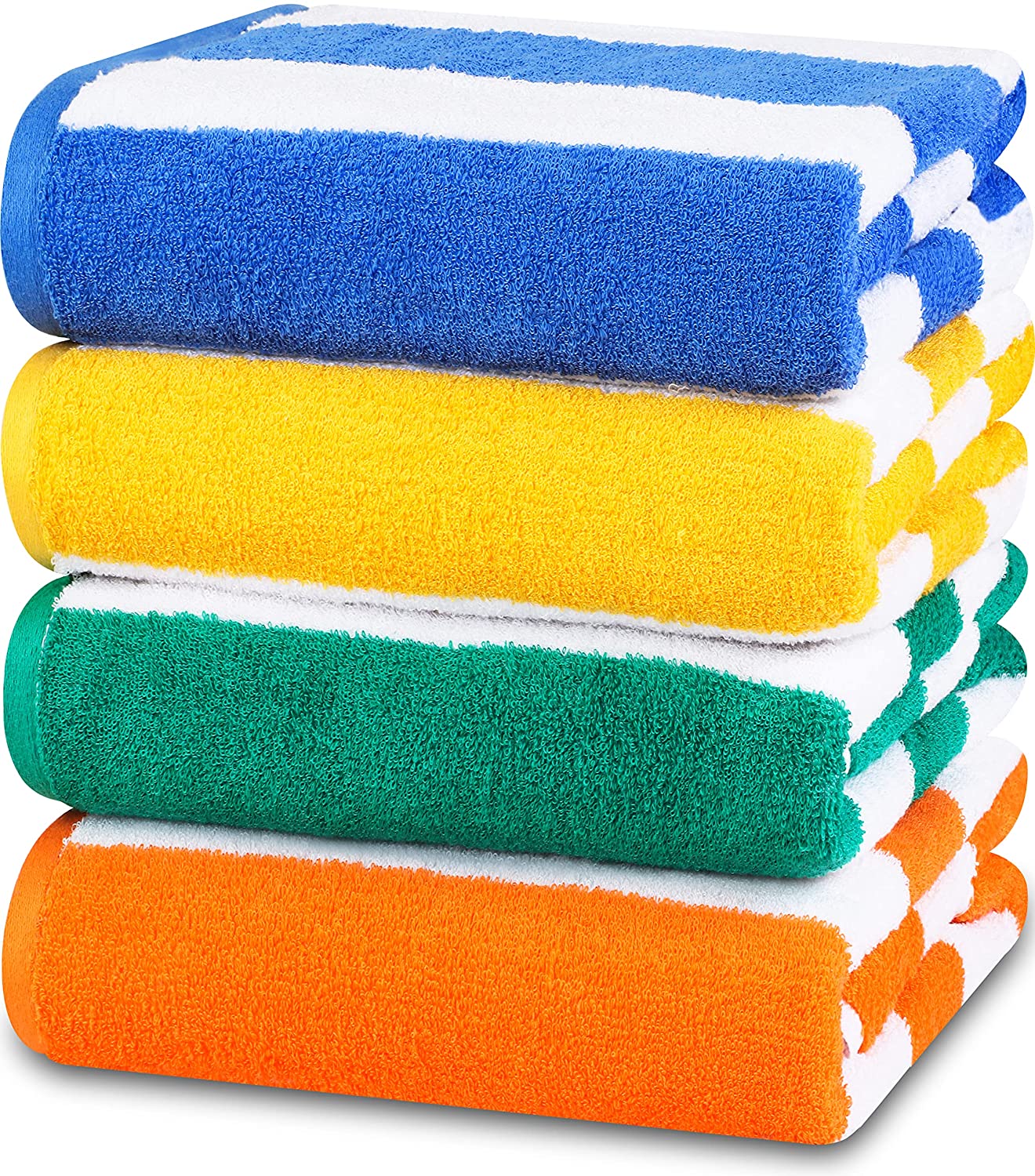 2-Set Yellow/White Striped Cabana Beach Towels Large Pool Bath