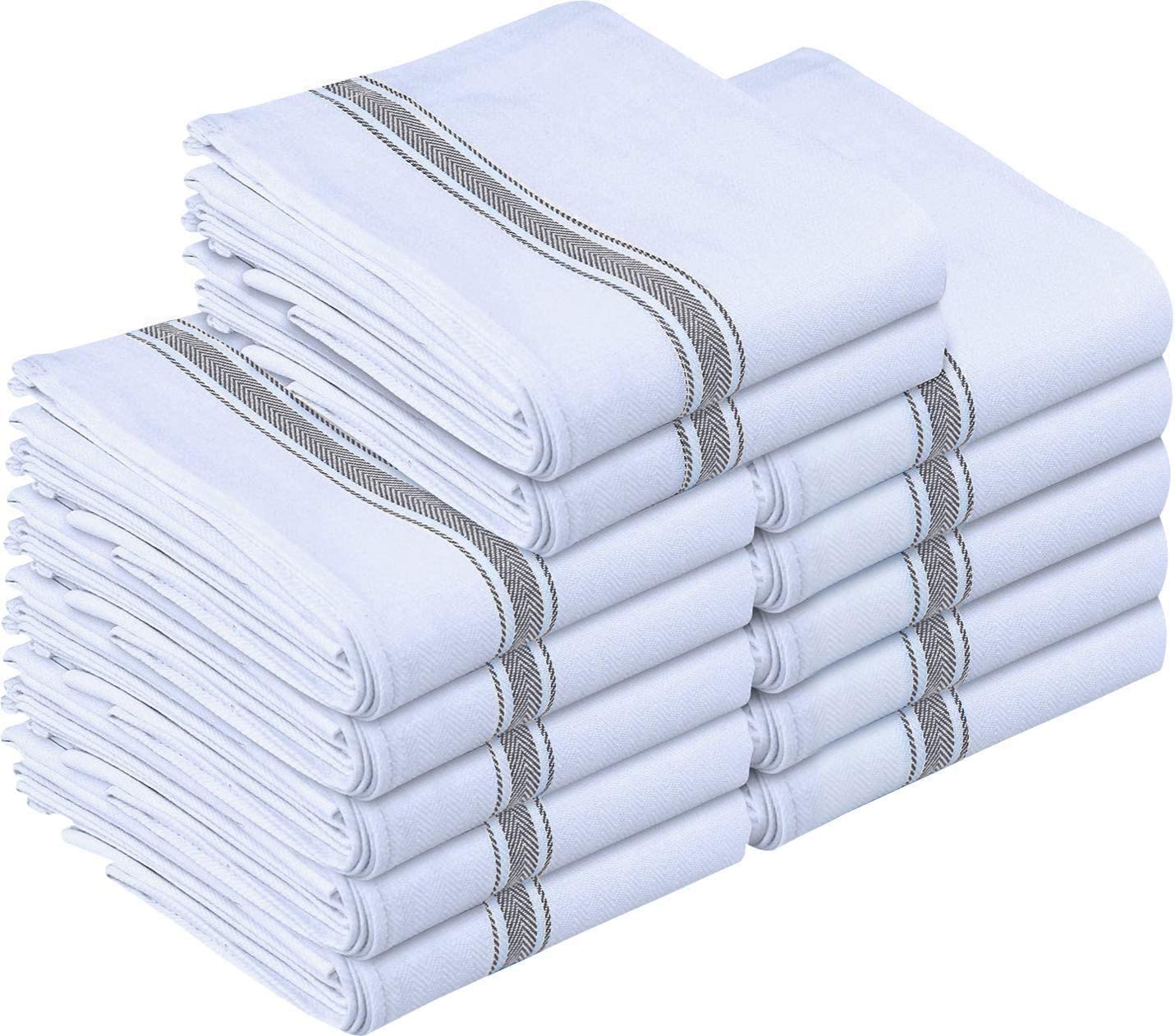 Kitchen Dish Towels, 16 Inch x 25 Inch Bulk Cotton Dishcloths Set, 12 Pack