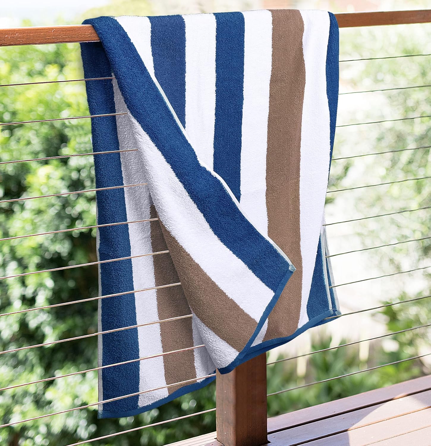 Blue & White Cotton Big Bath Beach Towel, Packaging Type: 1 Pcs Per Poly Bag
