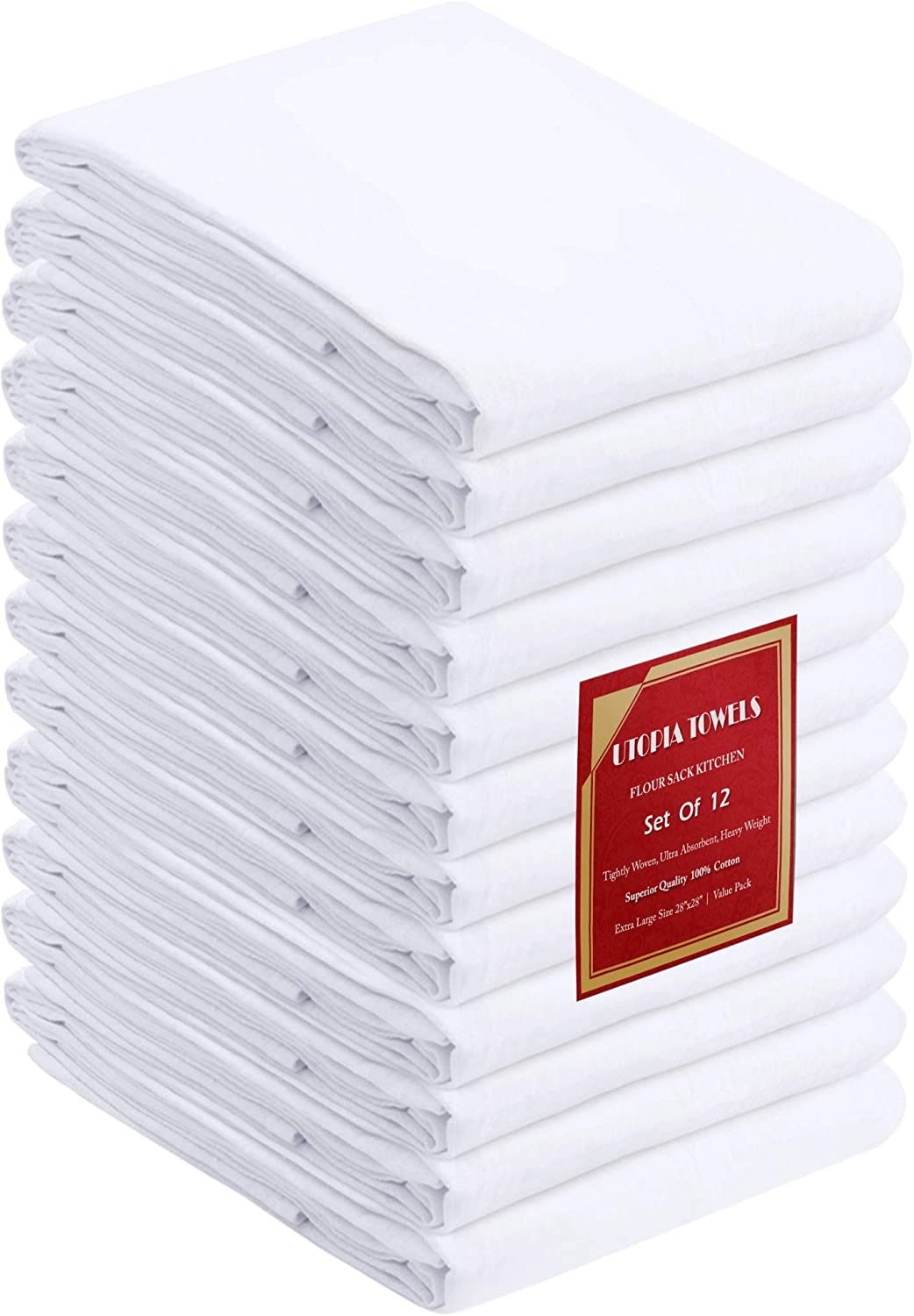 Utopia Kitchen Flour Sack Dish Towels 24 Pack Cotton Kitchen Towels White  Grey