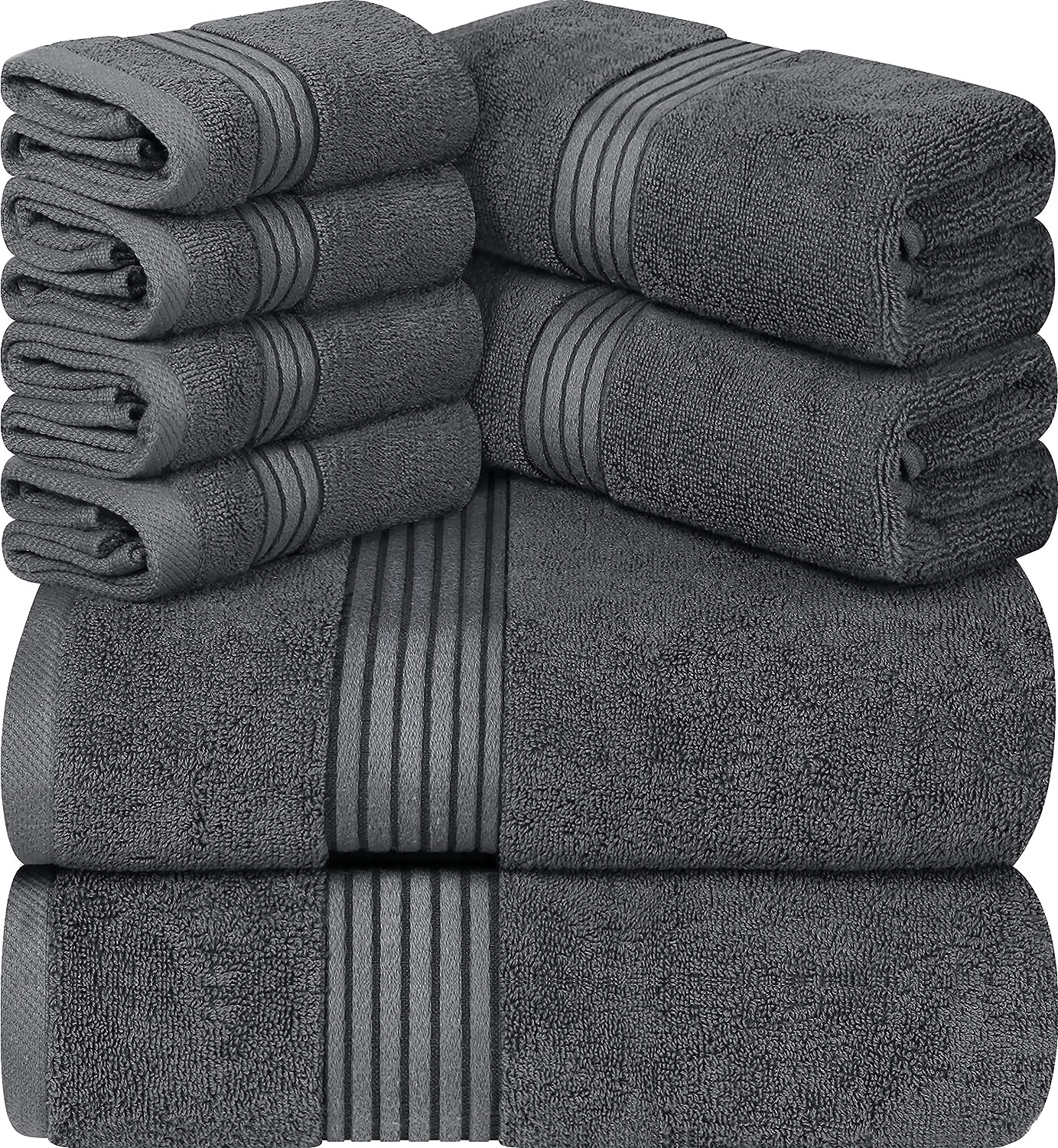 8-Piece Premium Towel Set, 2 Bath Towels, 2 Hand Towels, and 4 Wash Cloths,  600 GSM 100% Ring Spun Cotton Highly Absorbent Towels for Bathroom, Gym,  Hotel, and Spa (Neon Green) 