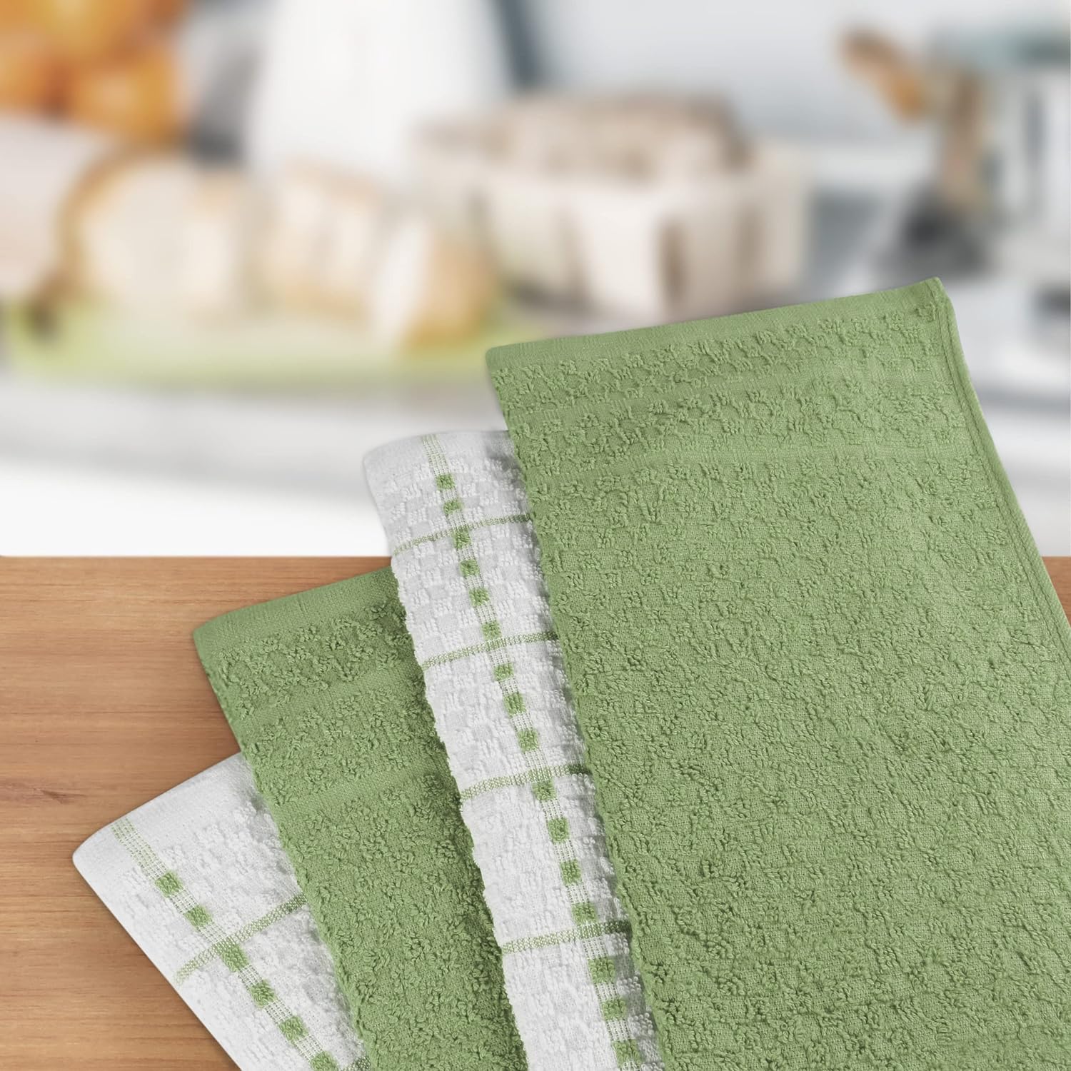 Super Soft Small Towels 100% Cotton 15 Pack Wash Cloths Green