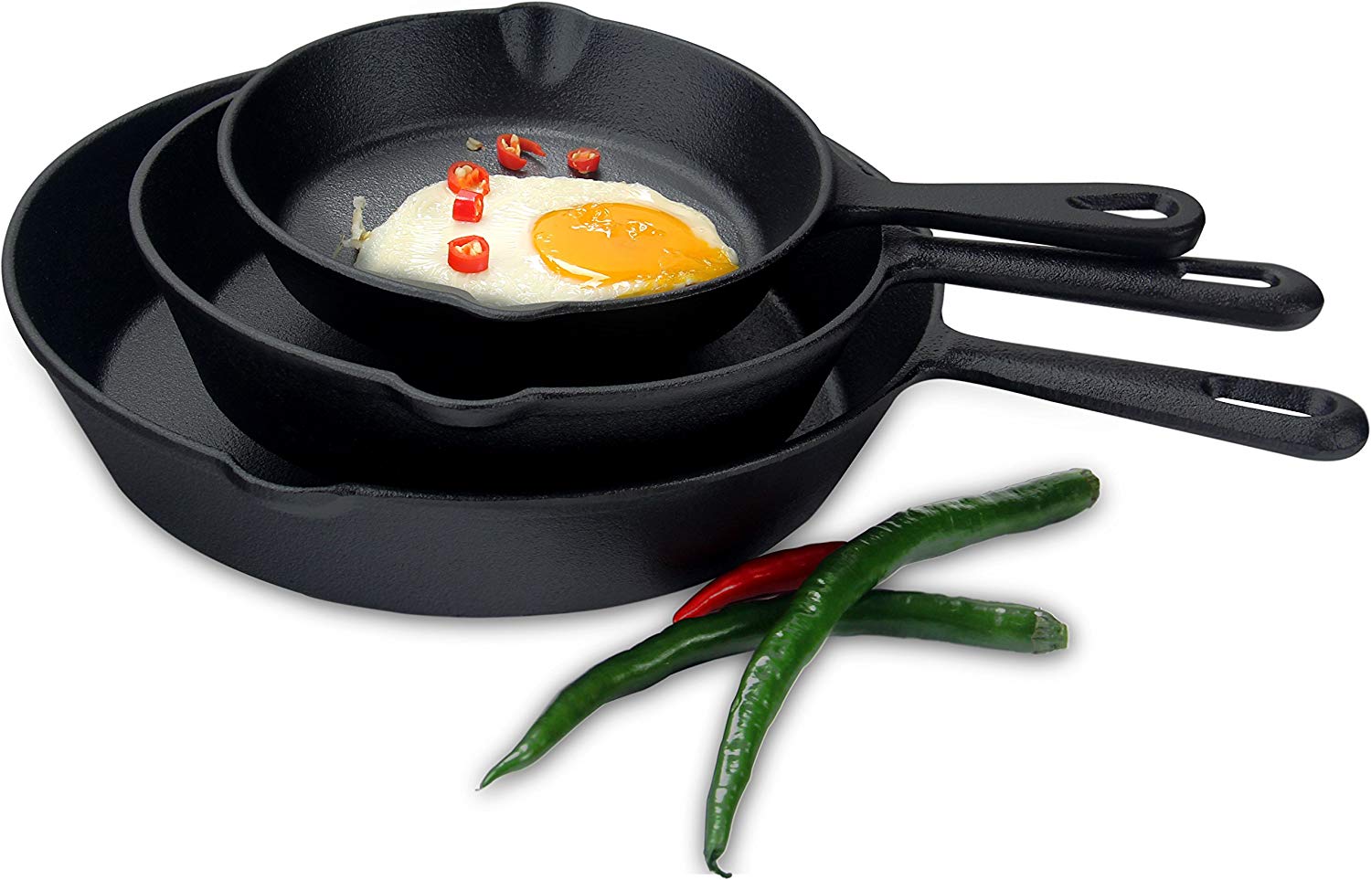 Utopia Kitchen Saute fry pan Pre-Seasoned Cast Iron Skillet Set 3Piece 6  8 10 817706022324