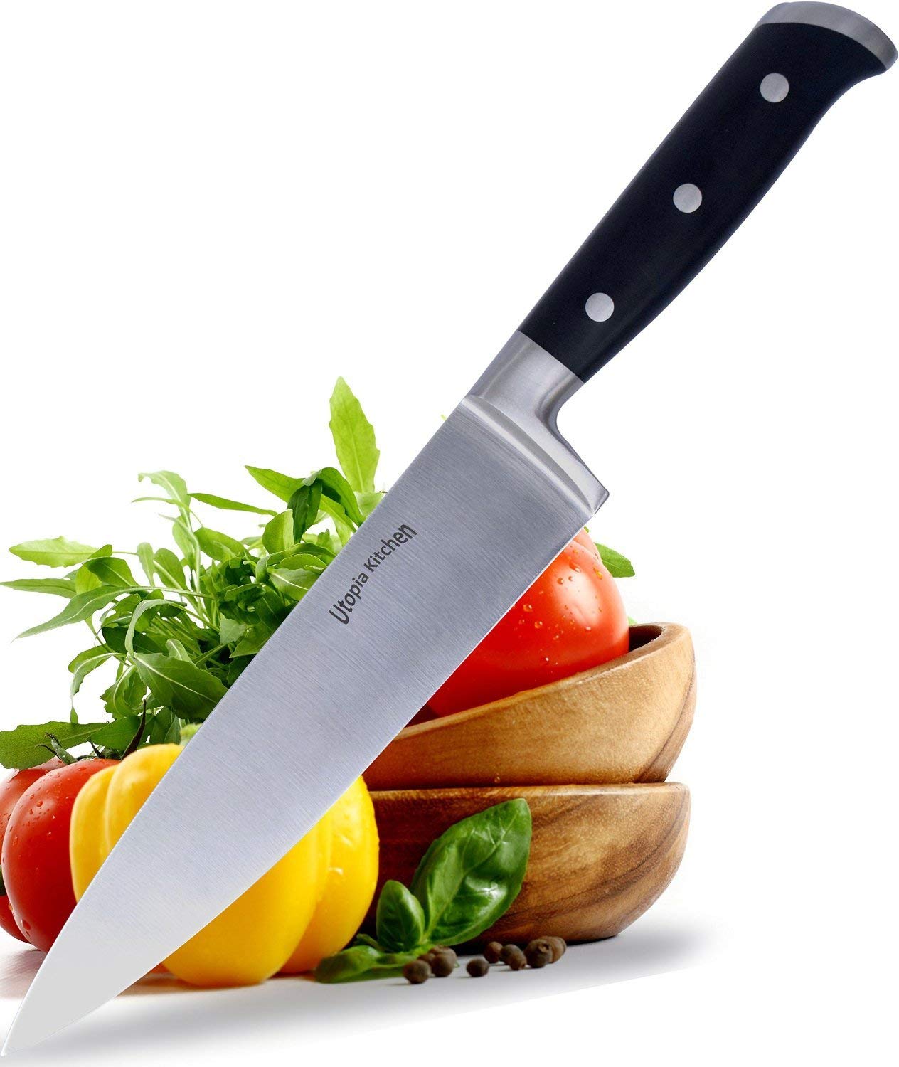Utopia Kitchen 8 inch Chef Kitchen Knife Cooking Knife Carbon Stainless  Steel Kitchen Knife with Sheath and Ergonomic Handle - Chopping Knife for