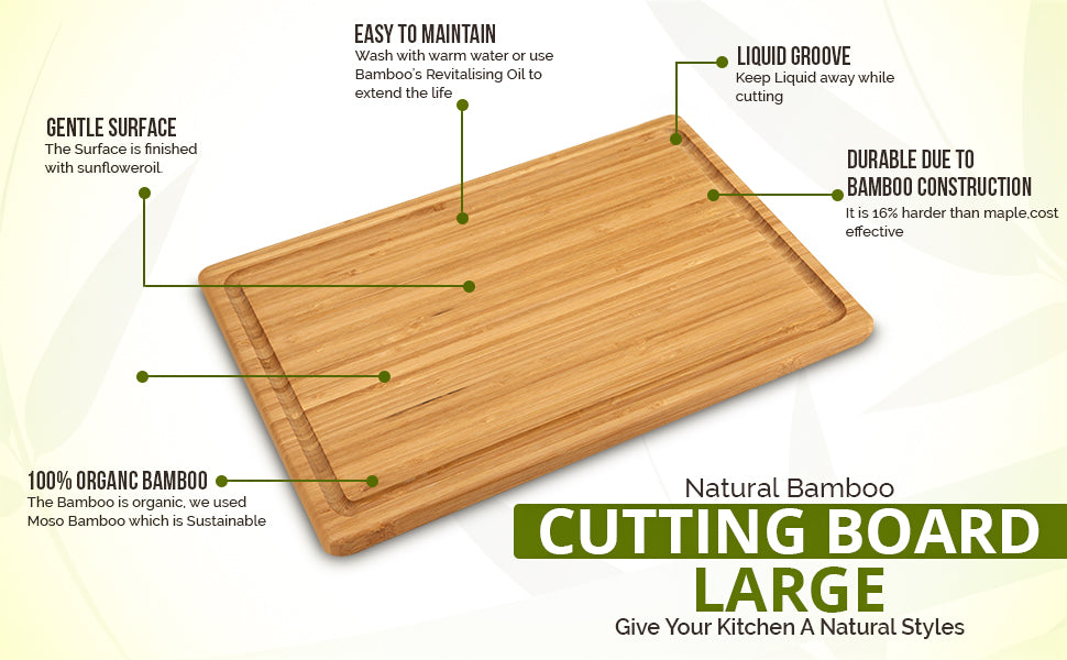 Bamboo Cutting Boards for Kitchen Set of 3 Chopping Boards Utopia