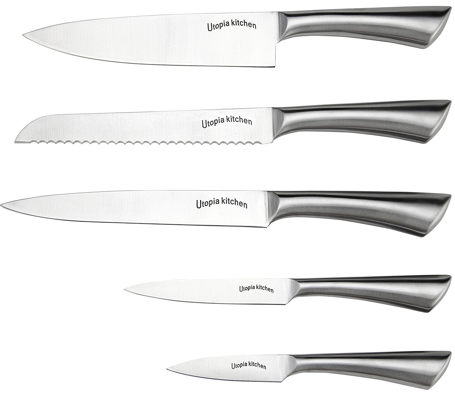 NETTA 6 Piece Stainless Steel Knife Set - Black, with Clear Storage Bl
