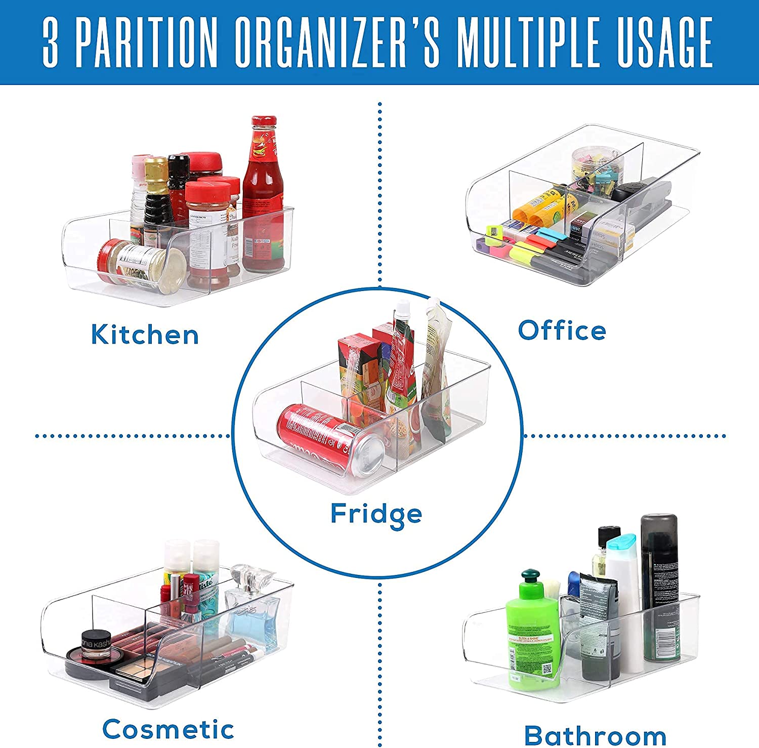 Utopia Home - Fridge Organizer Bins - Set of 8 Refrigerator Organizing Bins  - Pantry Organizers and Storage - Stackable Clear Storage Bins For Home 